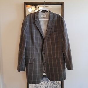 Linen Blend Blazer Jacket Textured Check Size 2X